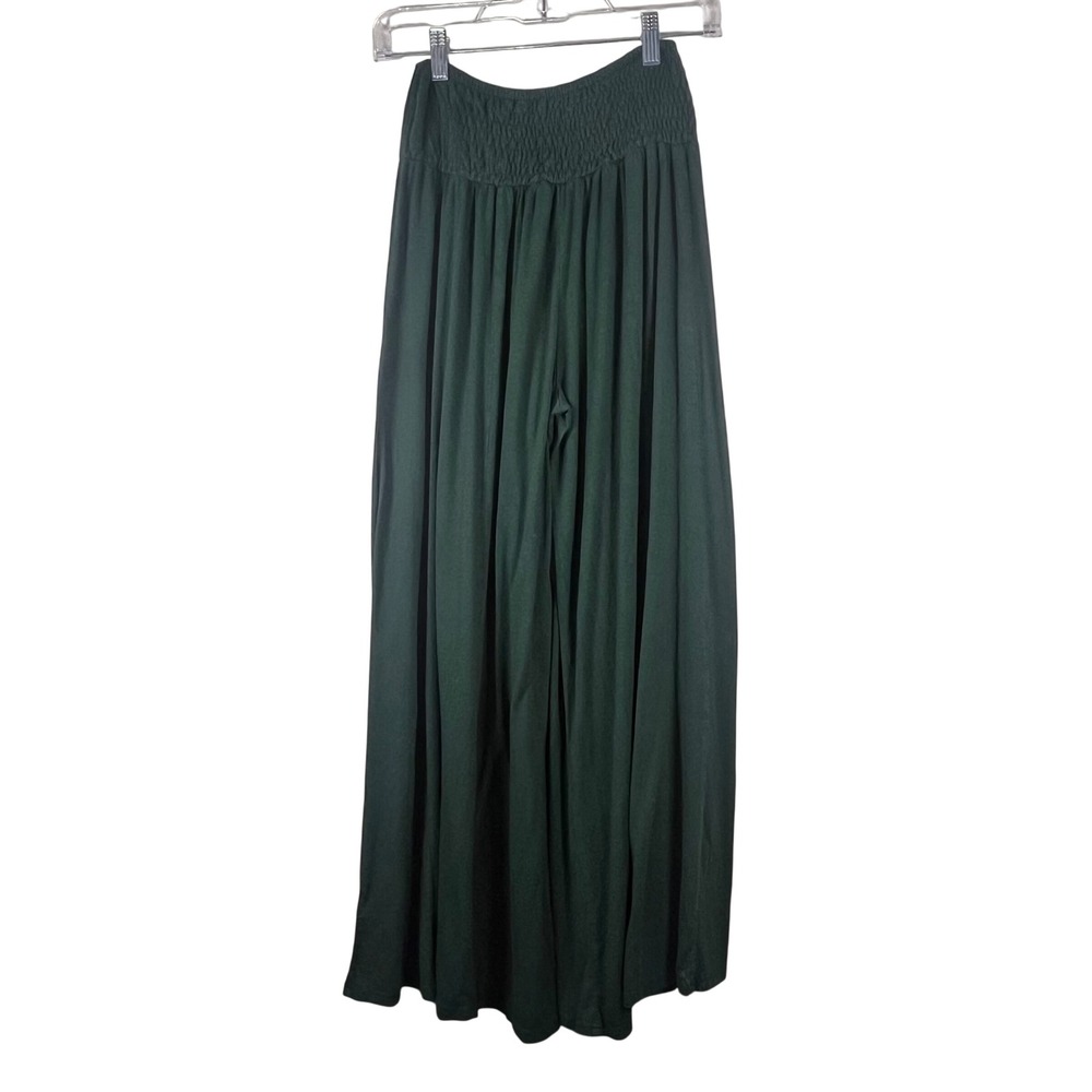 Earthbound Trading Co Palazzo Pants Womens Green Smocked Wide Leg S